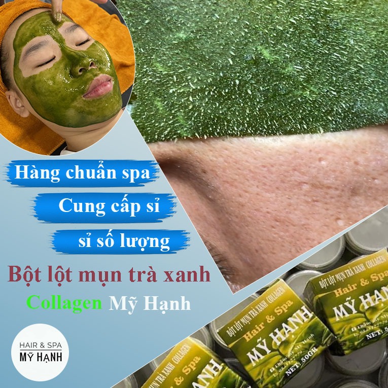 Bột lột mụn trà xanh collagen Mỹ Hạnh ,làm sạch mụn cám mụn đầu đen ,chất bả nhờn ,50g