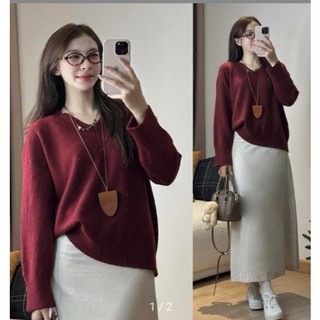 247store -  Áo Len Lông Thỏ Cổ Tim Phom Rộng , Freesize <62kg- Aolencotim955_P5K10