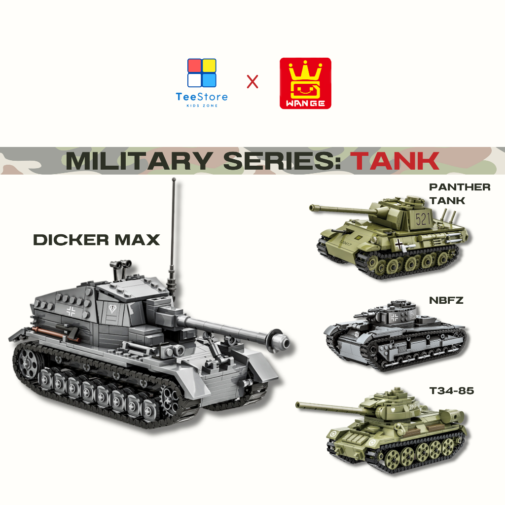 [WANGE Military] Mô hình lắp ráp xe tăng 604-673 chi tiết - Đồ chơi lắp ráp tank chiến đấu