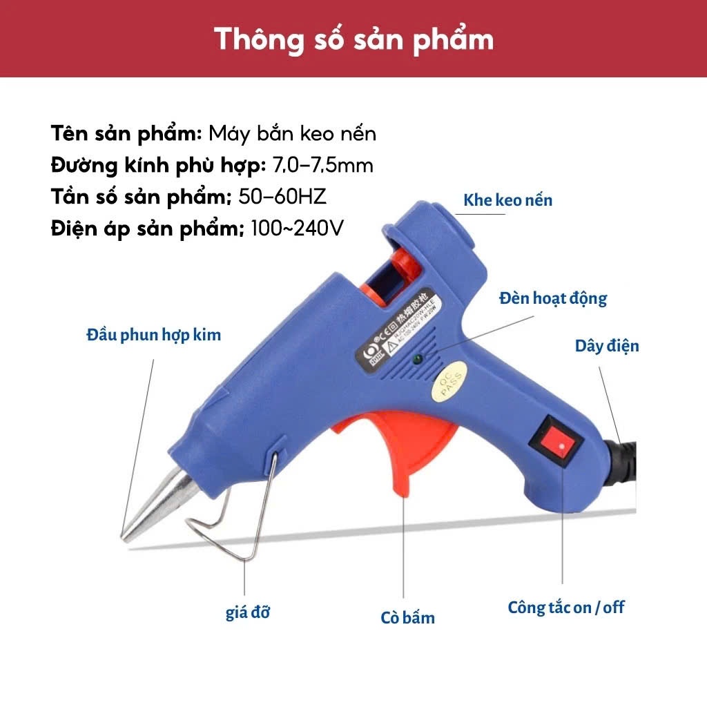 Máy Bắn Keo Nến,Keo Nến Silicon Loại Nhỏ ,To Nóng Chảy Nhỏ Gọn, Tiện Dụng.
