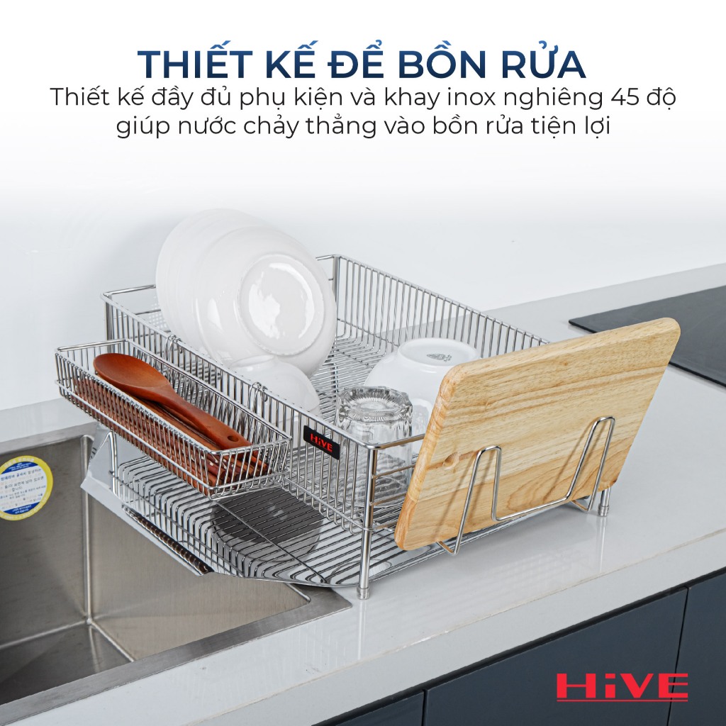 Giá Kệ úp chén bát HiVE LU 1 tầng inox cao cấp | BigBuy360 - bigbuy360.vn
