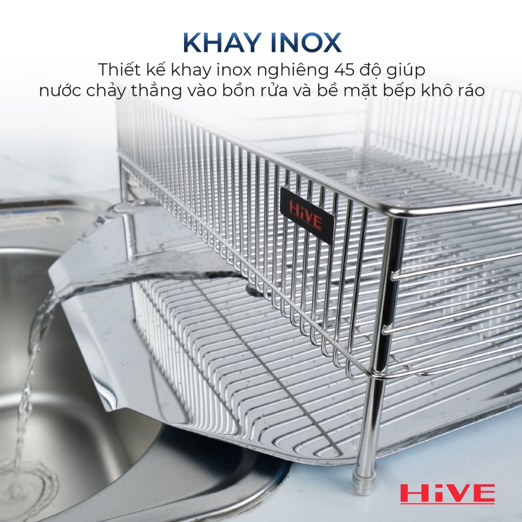 Giá Kệ úp chén bát HiVE LU 1 tầng inox cao cấp | BigBuy360 - bigbuy360.vn