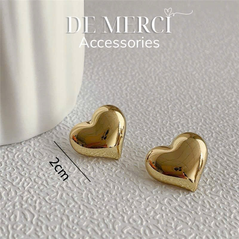Khuyên tai nữ bạc 925 DE MERCI ACCESSORIES bông tai hình trái tim phủ bóng phụ kiện trang sức nữ cá tính BT030