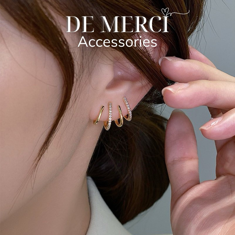 Khuyên tai nữ bạc 925 DE MERCI ACCESSORIES cá tính sang chảnh BT025