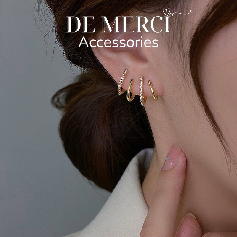 Khuyên tai nữ bạc 925 DE MERCI ACCESSORIES cá tính sang chảnh BT025