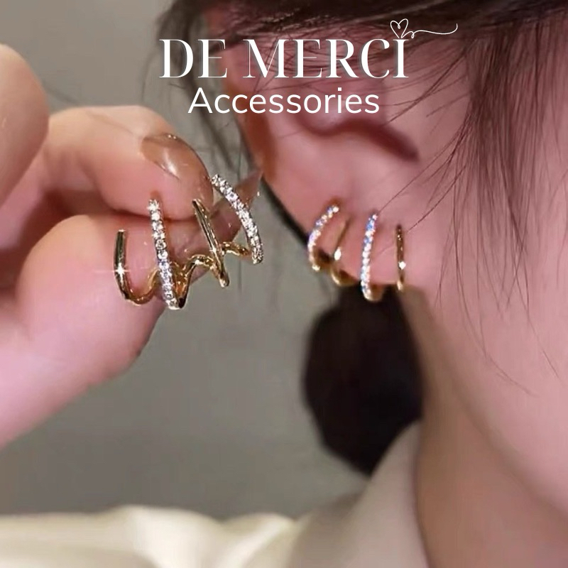 Khuyên tai nữ bạc 925 DE MERCI ACCESSORIES cá tính sang chảnh BT025