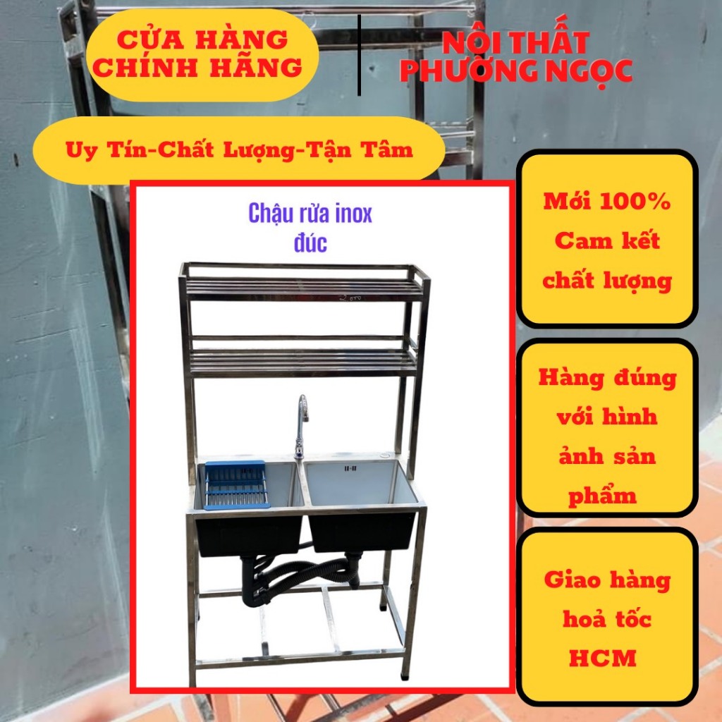CHẬU RỬA INOX 304  (combo đầy đủ)