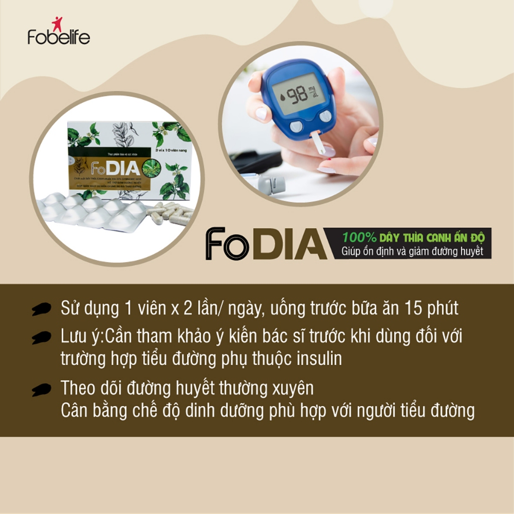 Viên Uống Thìa Canh Fodia Fobe Giúp Ổn Định Đường Huyết N1 - Hộp 30 viên