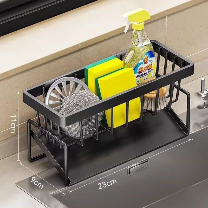 Ảnh Kệ đựng đồ rửa chén bát có giá để giẻ rửa chén trên bồn có khay hứng nước nghiêng thép carbon phủ sơn tĩnh điện 4