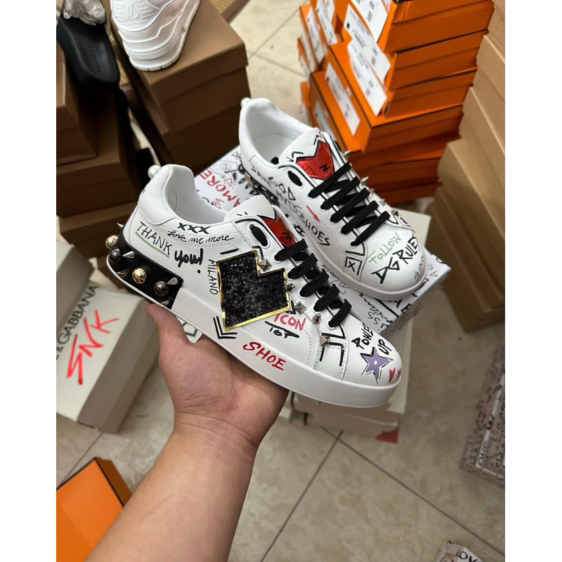 ⚡️[Hight Quality] Giày Sneakers In Printed - Điềm Nhấn Đính Đá Ngọc Trai Phối Màu Cao Cấp-Loại 1 Fullbox