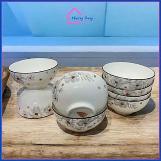 (Đền vỡ 100%) Bộ 10 Chén Sứ Ăn Cơm Họa Tiết Sang Trọng Đường Kính 11.5Cm, Bát Sứ Chén Sứ - Phương Trang