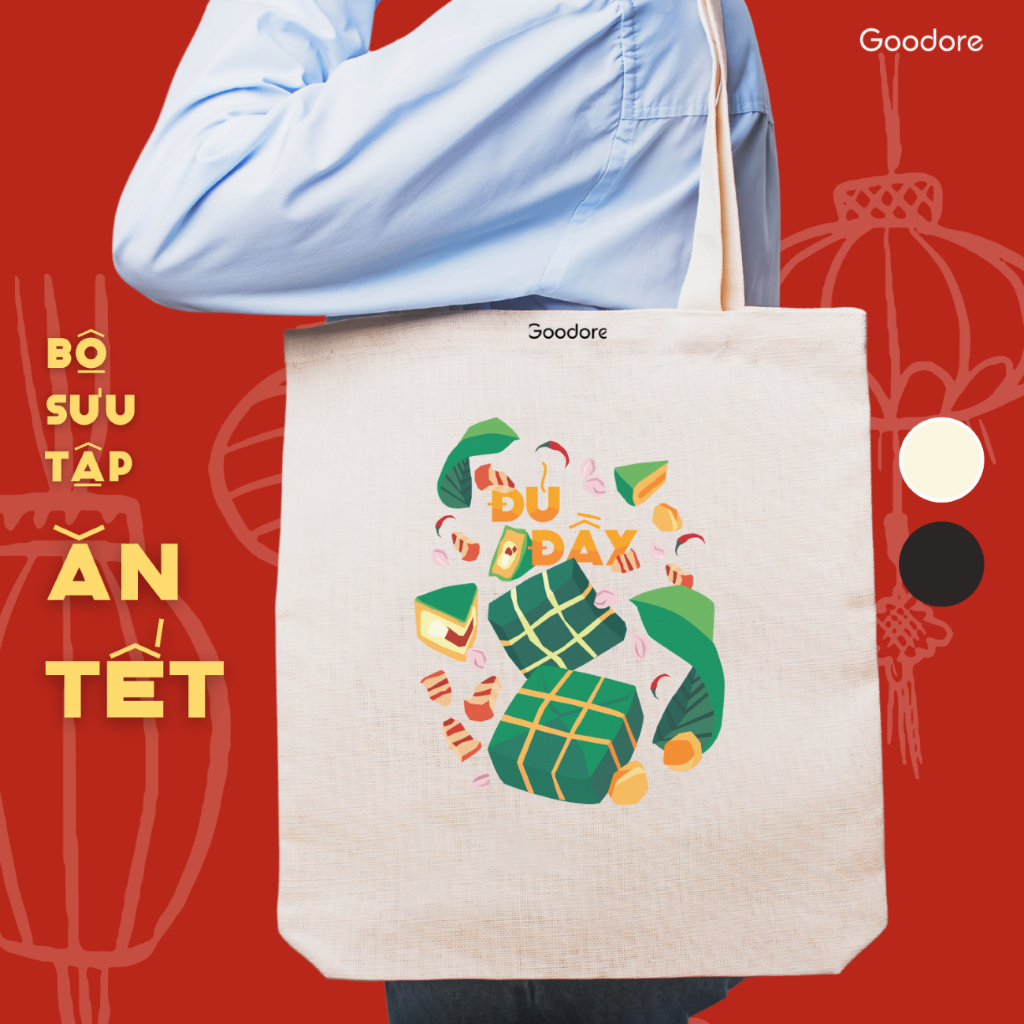 Túi tote vải canvas Goodore thiết kế Bộ sưu tập ĂN TẾT phong cách năng động cá tính