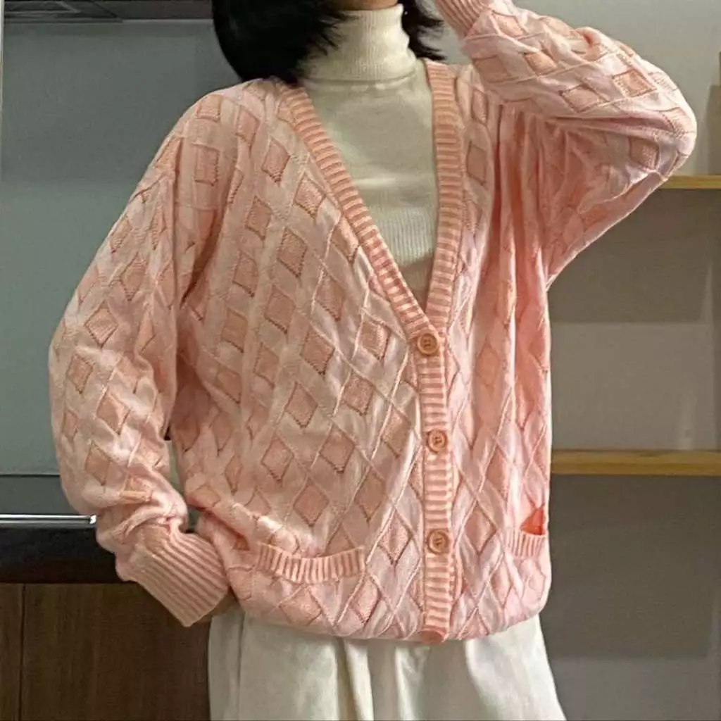 Áo Khoác Cardigan Nhật Secondhand-Áo Khoác Cardigan-Áo Khoác Cardigan Vặn Thừng-Áo Khoác Nữ-Áo Len-Áo khoác nữ mùa đông