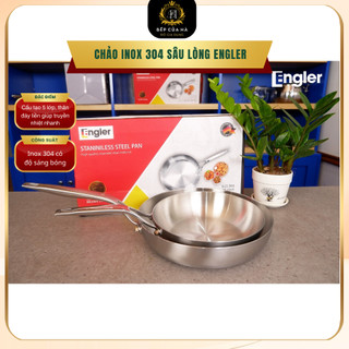 Chảo chống dính tự thân, chảo inox 304 sáng bóng, nguyên khối 304 5 lớp sâu lòng dùng cho mọi loại bếp đa - Bếp của Hà
