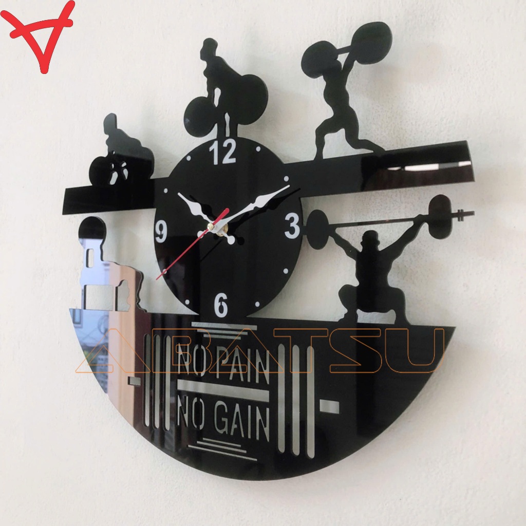 ( Bảo hành 3 năm) Setup phòng gym chất lừ, trang trí phòng gym đẹp với đồng hồ No Pain, No Gain