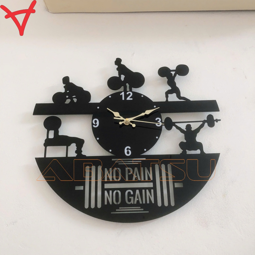 ( Bảo hành 3 năm) Setup phòng gym chất lừ, trang trí phòng gym đẹp với đồng hồ No Pain, No Gain