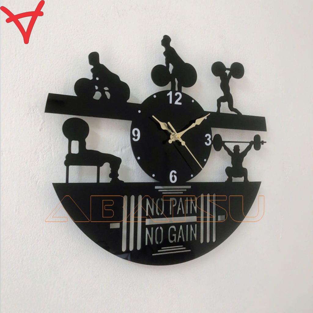 ( Bảo hành 3 năm) Setup phòng gym chất lừ, trang trí phòng gym đẹp với đồng hồ No Pain, No Gain