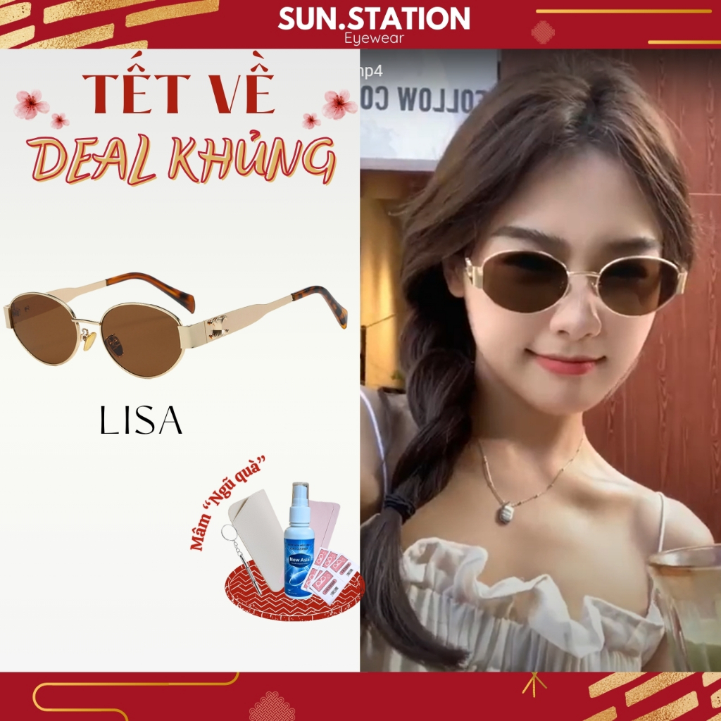 Kính mát nữ gọng tròn oval nhỏ LISA, mắt kính râm Hàn Quốc hot trend ...