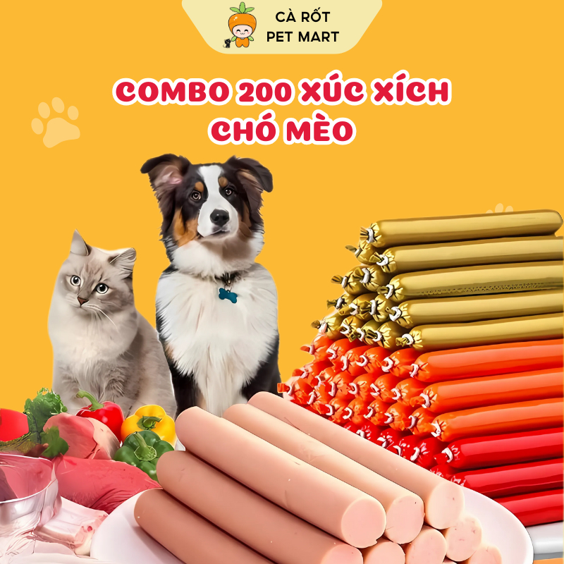 COMBO 200 thanh xúc xích 15g xúc xích chó mèo mix vị dành cho chó mèo ...