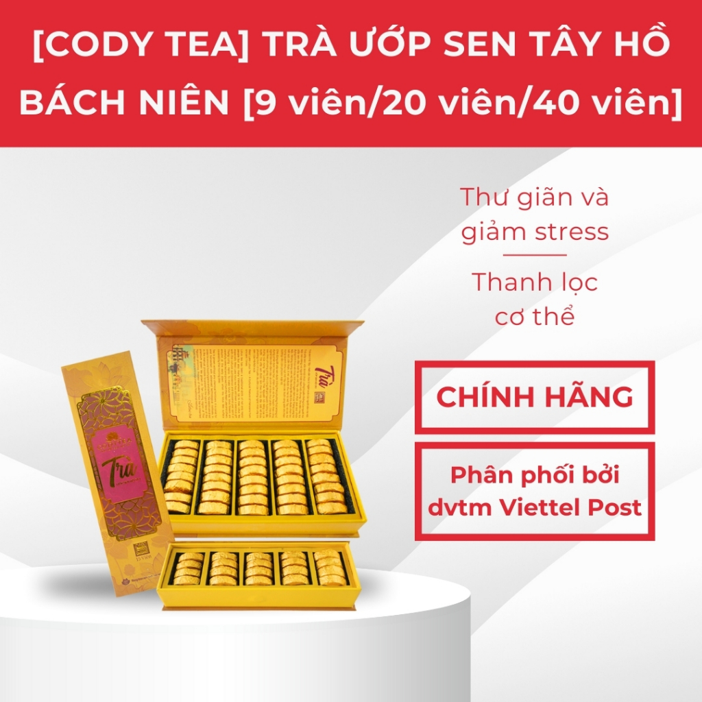 (CODY TEA) TRÀ ƯỚP SEN TÂY HỒ BÁCH NIÊN (DẠNG VIÊN NÉN) [9 viên/20 viên ...
