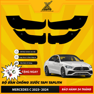 Bộ Dán Chống Xước Tapli Cửa Xe Mercedes C300, C200, C250  - Viền Vân Da Carbon Cao Cấp