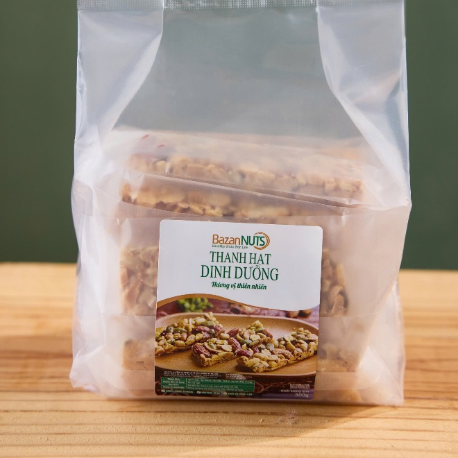 Thanh Năng Lượng Siêu Hạt Ít Ngọt BazanNuts Túi 16 Thanh 500gr - Bar Granola