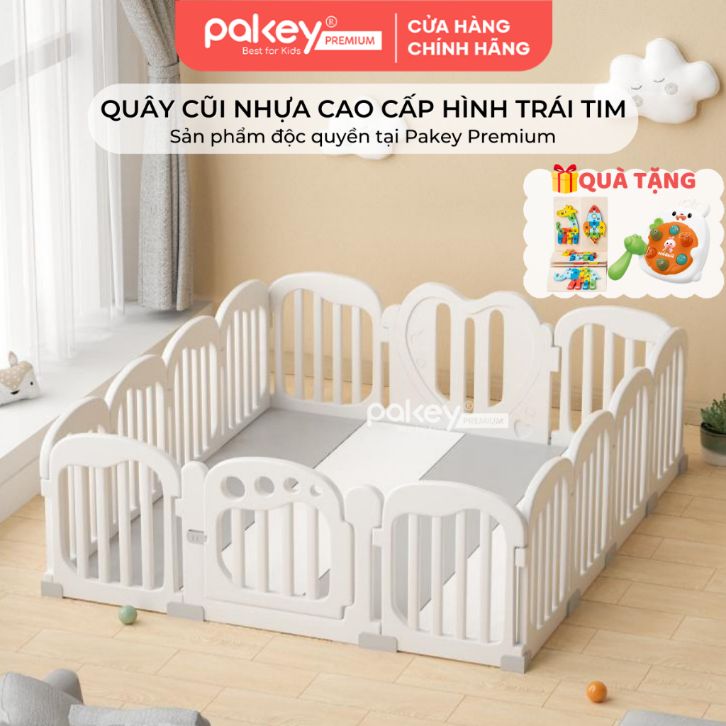Ảnh Quây Cũi Nhựa PAKEY Cao Cấp Hình Trái Tim, Chiều Cao Vượt Trội An Toàn Cho Bé - Bảo Hành Trọn Đời 1