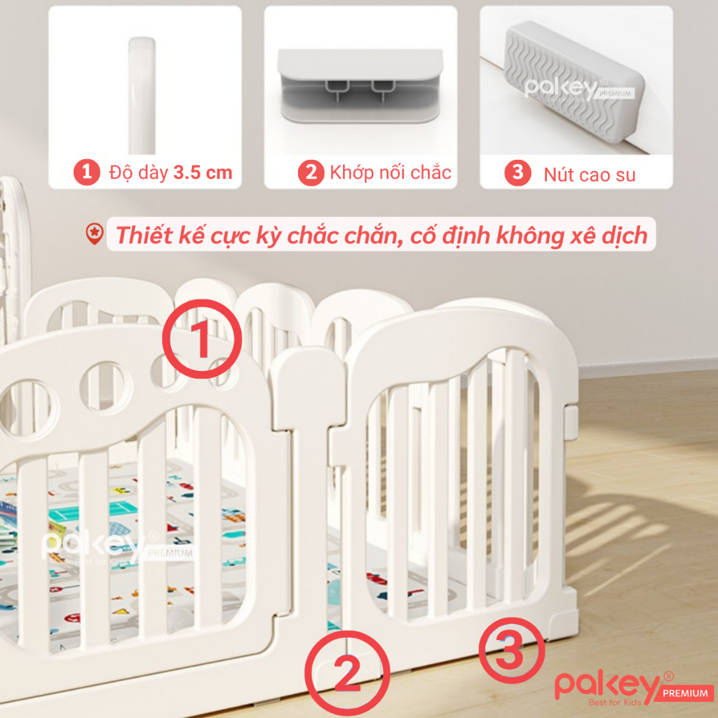 Ảnh Quây Cũi Nhựa PAKEY Cao Cấp Hình Trái Tim, Chiều Cao Vượt Trội An Toàn Cho Bé - Bảo Hành Trọn Đời 3