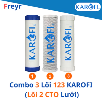 Bộ 3 lõi lọc nước Karofi 123 CTO Smax Duo với lõi số 2 CTO lưới dùng cho các model S-S038,P95, U95,O-P1310, ...