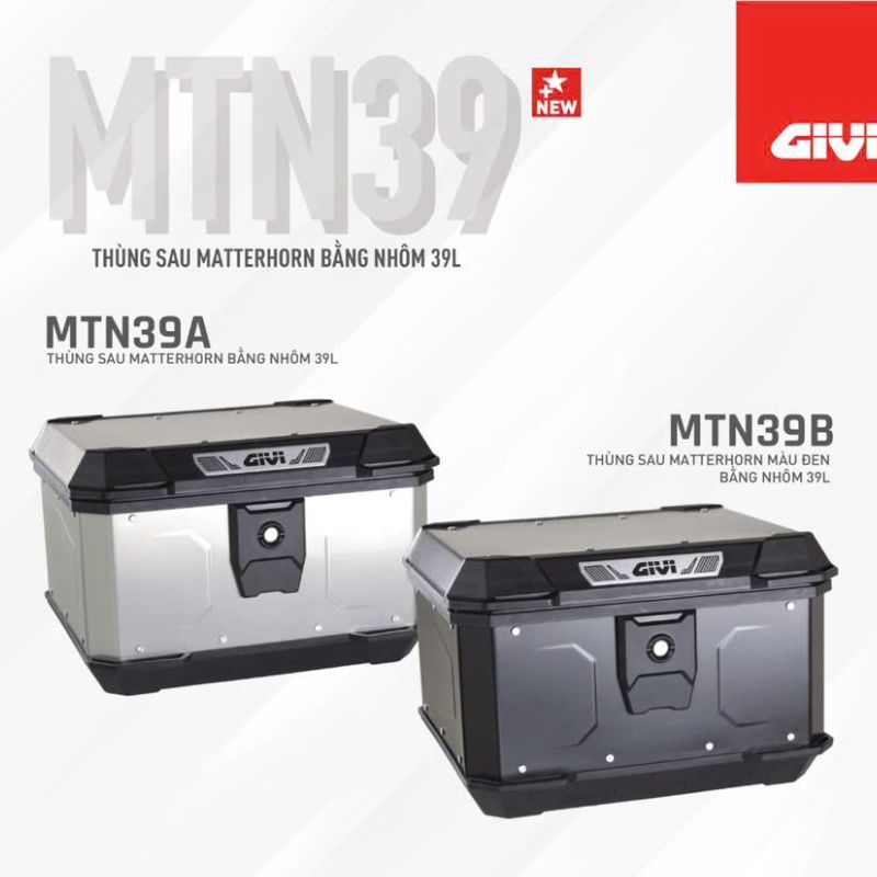 Thùng sau xe máy GIVI  - Thùng nhôm Chính hãng Givi MTN MATTERHORN