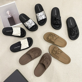 Dép quai bản nữ nhúm bèo IGU,dép nữ đế xuồng cao 5cm da mềm siêu êm xu hướng thời trang.