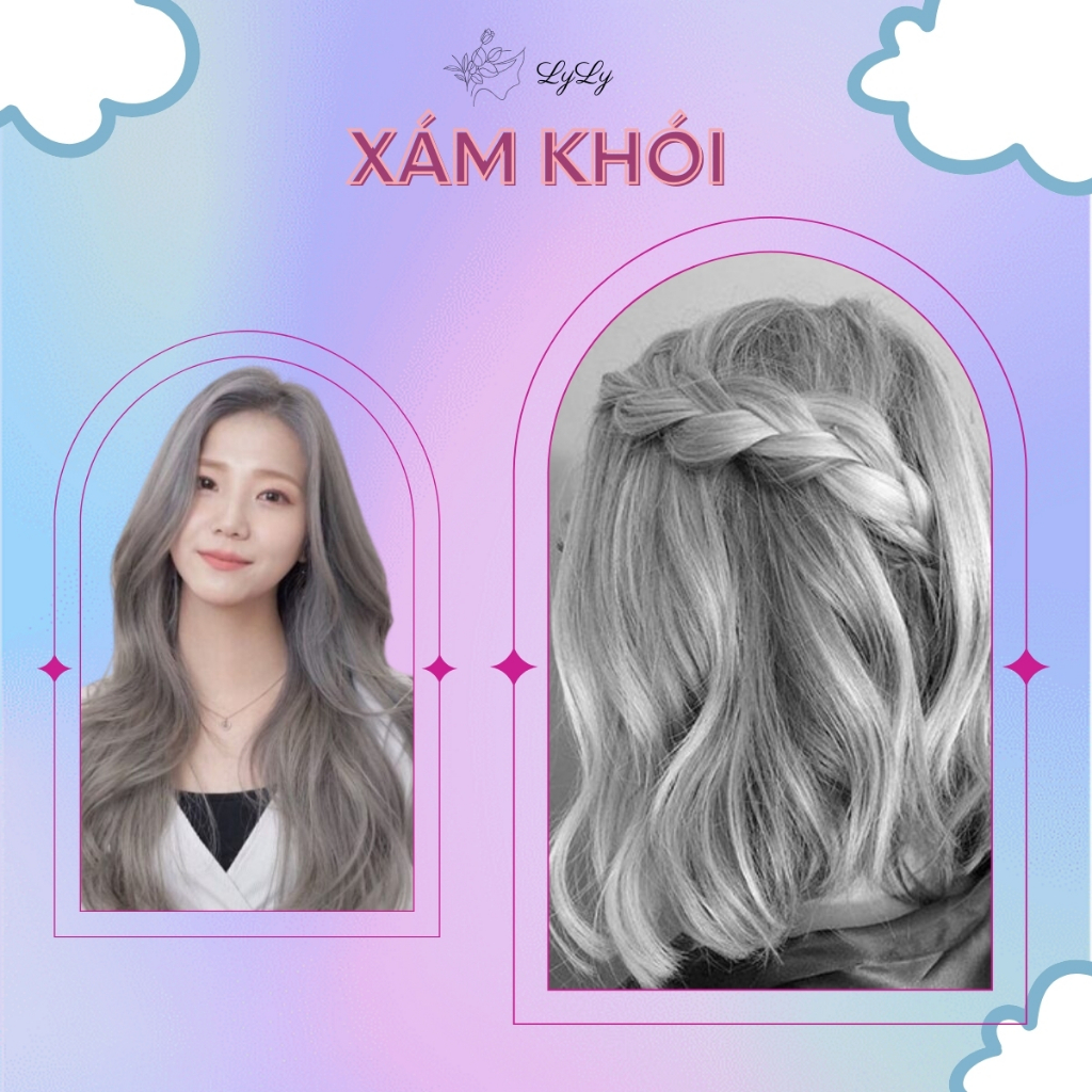 Thuốc nhuộm tóc màu XÁM KHÓI, thuốc nhuộm tóc cao cấp, kem nhuộm tóc tại nhà COLORKING tặng kèm dụng cụ