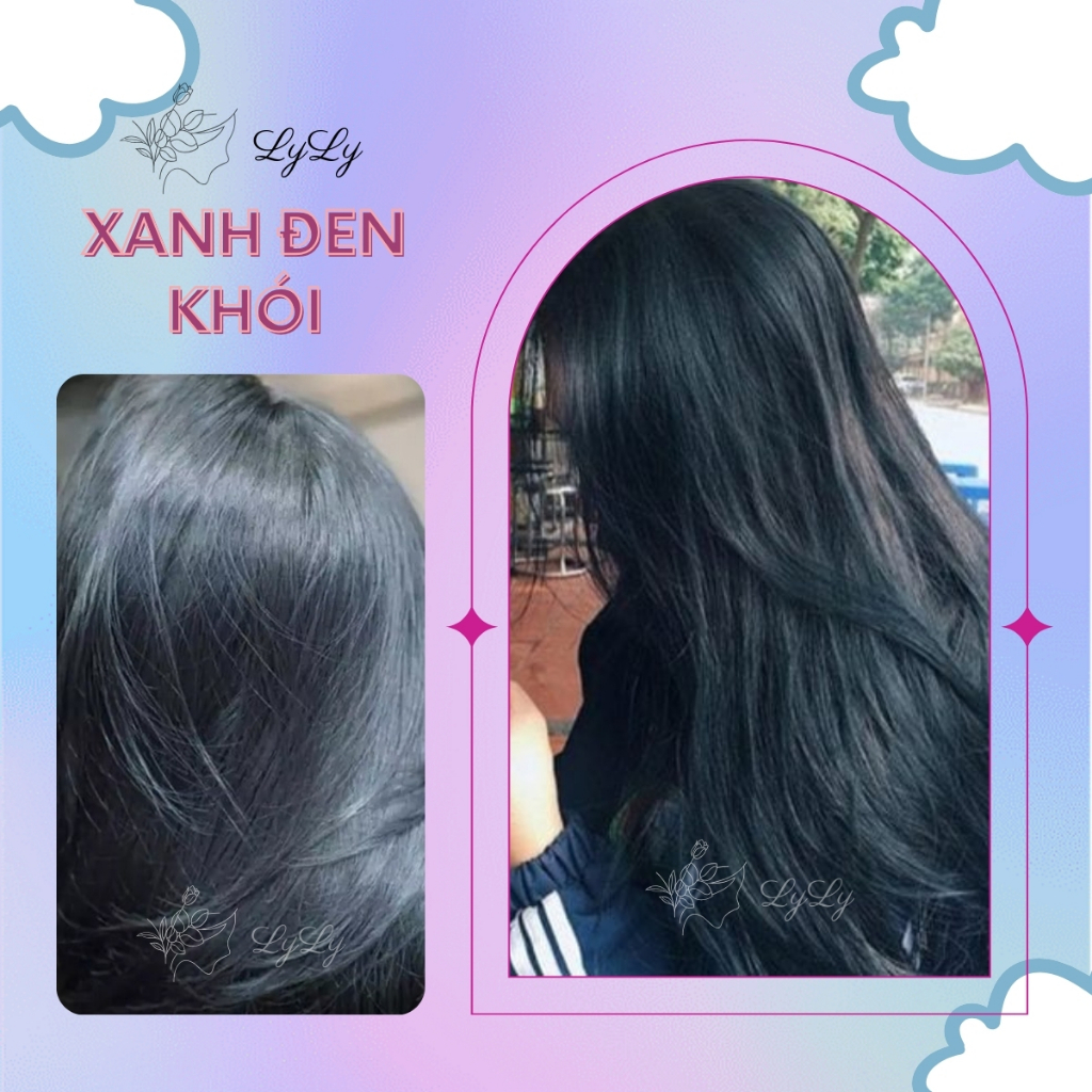 Thuốc nhuộm tóc màu XANH ĐEN, thuốc nhuộm tóc cao cấp, kem nhuộm tóc tại nhà tiện lợi COLORKING tặng kèm dụng cụ