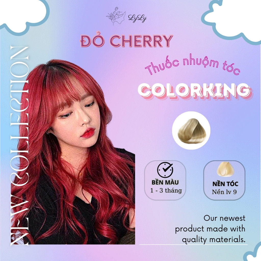 Thuốc nhuộm tóc màu ĐỎ CHERRY, thuốc nhuộm tóc cao cấp, kem nhuộm tóc tại nhà tiện lợi COLORKING