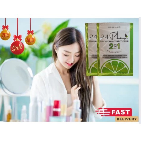 10  BỊCH GỘI BƯỞI 70ML.24Plus Ngăn Ngừa Rụng Tóc, Thúc đẩy quá trình mọc tóc.