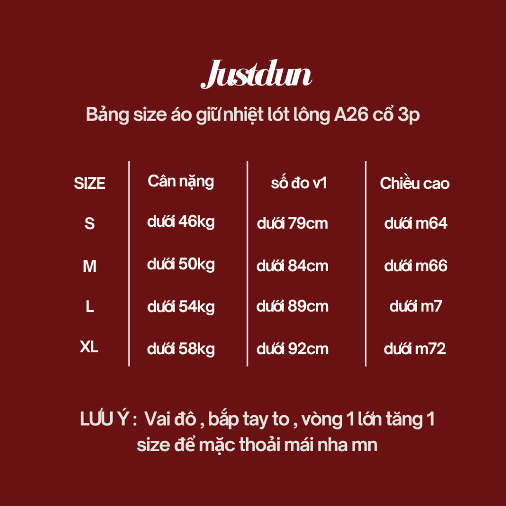 [LÓT LÔNG] Áo cổ 3p dài tay giữ nhiệt chất zip giữ ấm tốt Justdun A26