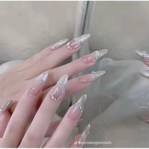 Nailbox thiết kế , mẫu nail thạch mắt mèo phối chram đá , nail tiệc,nail cô dâu