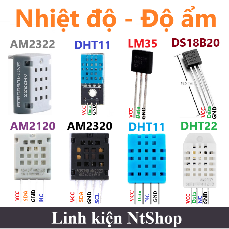 Cảm biến nhiệt độ, độ ẩm AM2322 / AM2320 / AM2120 / DHT11 / DHT22 ...