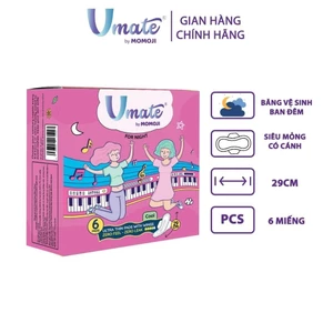 Băng Vệ Sinh Umate, Băng Vệ Sinh Organic Ban Đêm Siêu Thấm, Siêu Mỏng Có Cánh 29cm