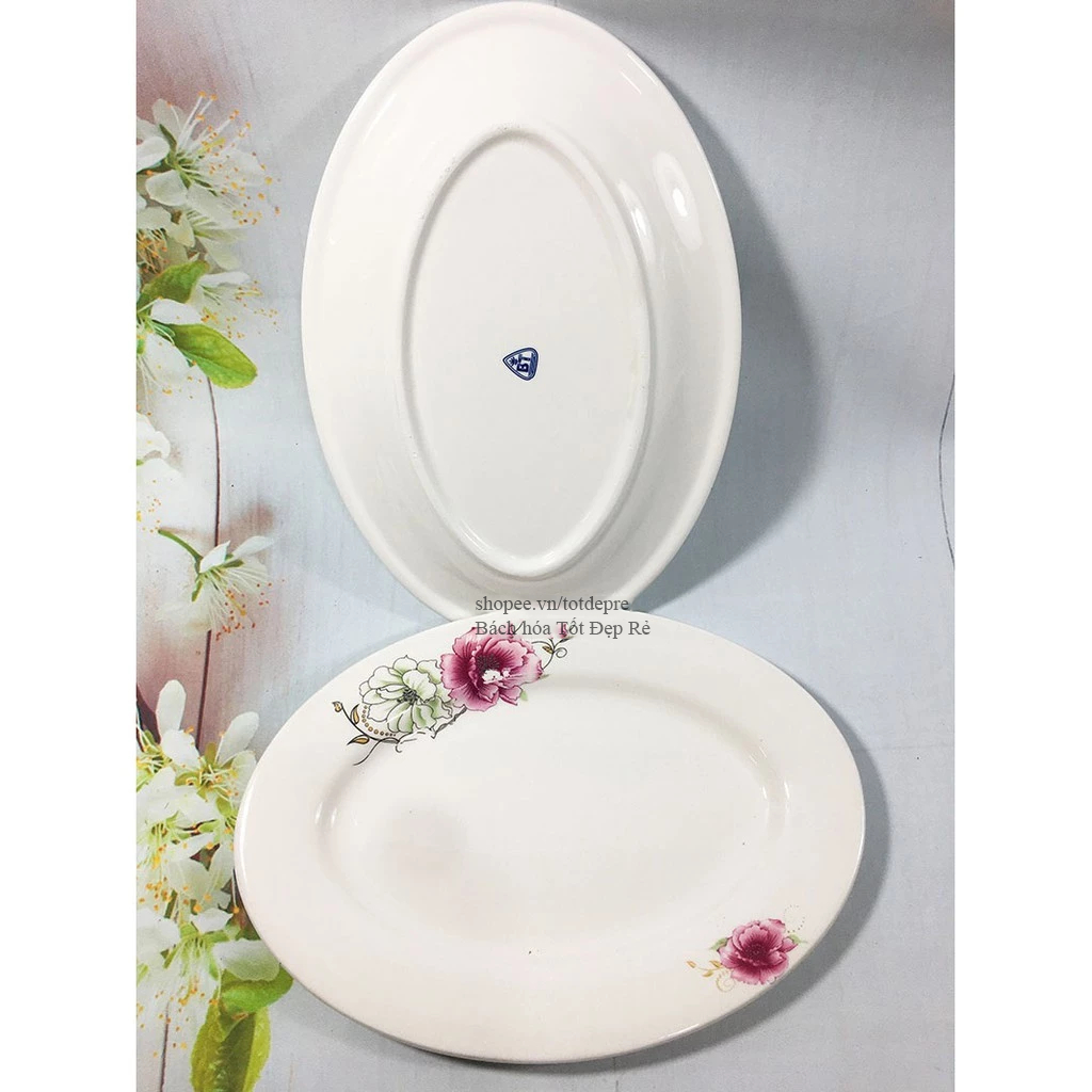 Đĩa sứ bầu dục đĩa sứ tròn loại dày giá rẻ