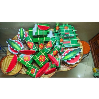 Mô hình Bánh chưng bánh tét dưa hấu bằng giấy hoặc xốp trang trí Tết