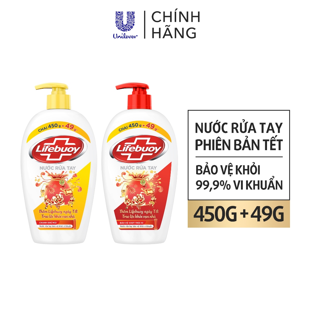 Ảnh Nước Rửa Tay Lifebuoy Bảo Vệ Khỏi 99.9% Vi Khuẩn Gây Bệnh Hỗ Trợ Cùng Đề Kháng Da Tự Nhiên 450G/ Phiên bản Tết 499g 2