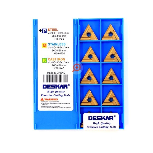 Chíp tiện T16 xẻ rãnh, lớp phủ màu vàng chuyên THÉP-THÉP CỨNG TNMG160404R-S LF9018 Deskar