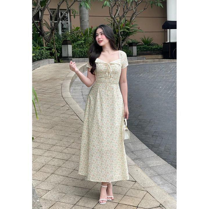 Váy tay phồng đầm tay phồng thiết kế váy đi du lịch đi biển |Uimeecloset| Women Dress