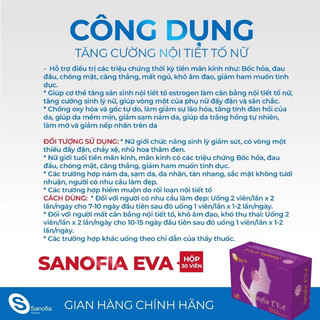 Viên Uống Nội Tiết Sanofia Eva Tím Hỗ Trợ Tăng Nội Tiết Tố Giảm Khô Rát Đẹp Da Giảm Căng Thẳng