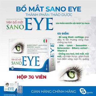 Viên uống bổ mắt SanoEye - Giúp cải thiện thị lực, mờ mắt, chống khô mắt, loạn thị từ dầu cá, việt quất - Hộp 30 viên