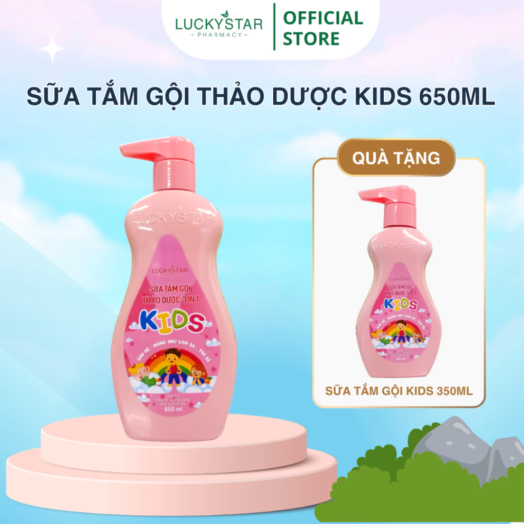 [ MUA 1 TẶNG 1] Sữa Tắm Gội Kids 3IN1 LUCKY STAR - 650ml Tặng 350ml - Chăm sóc cơ thể bé