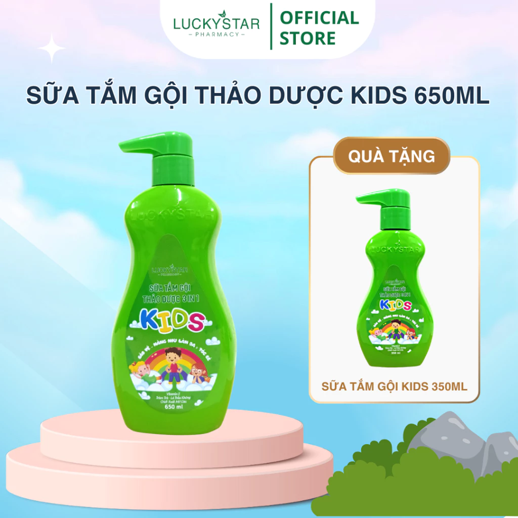 [ MUA 1 TẶNG 1] Sữa Tắm Gội Kids 3IN1 LUCKY STAR - 650ml Tặng 350ml - Chăm sóc cơ thể bé