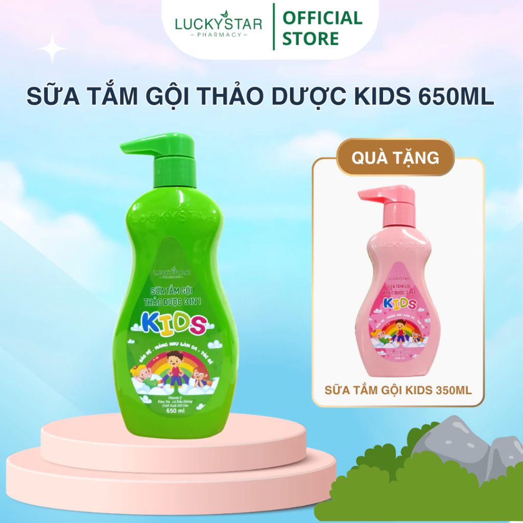 [ MUA 1 TẶNG 1] Sữa Tắm Gội Kids 3IN1 LUCKY STAR - 650ml Tặng 350ml - Chăm sóc cơ thể bé