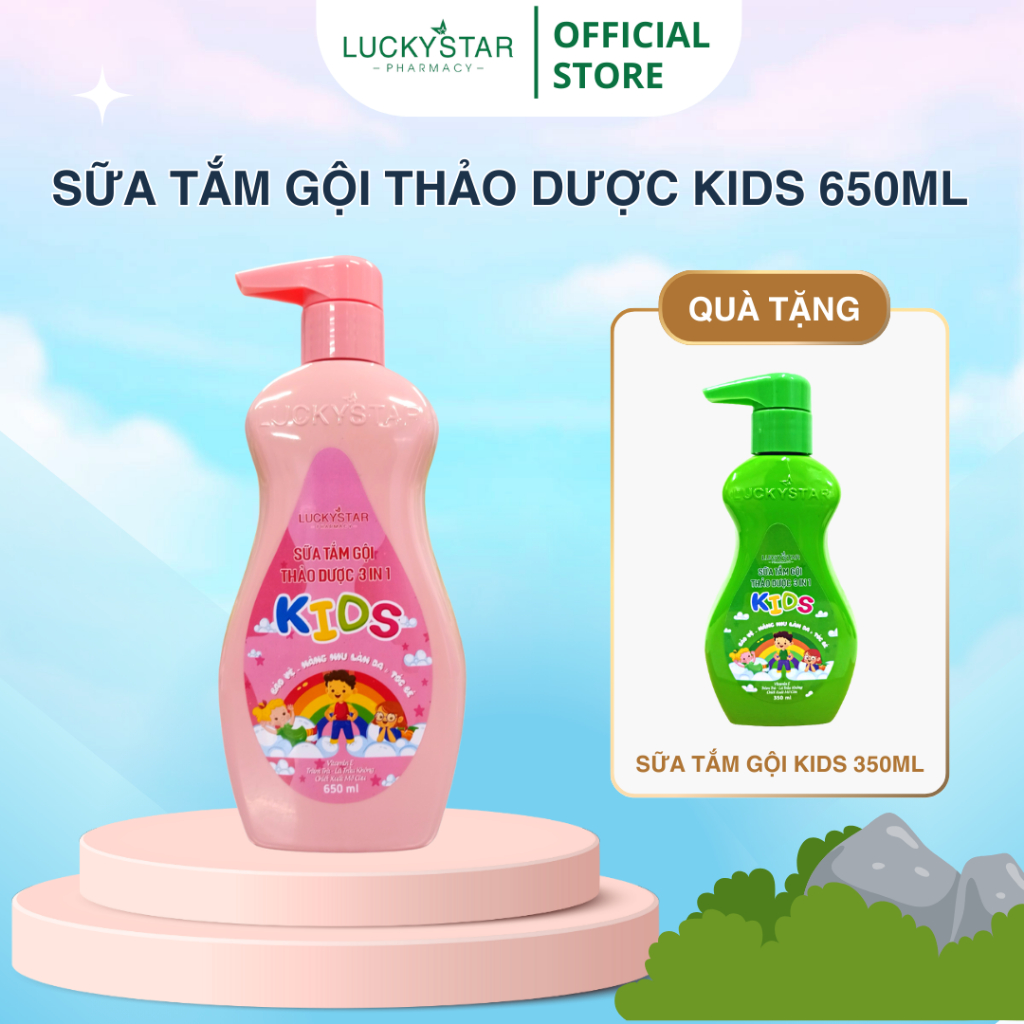 [ MUA 1 TẶNG 1] Sữa Tắm Gội Kids 3IN1 LUCKY STAR - 650ml Tặng 350ml - Chăm sóc cơ thể bé